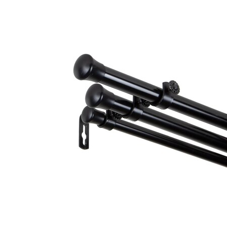 Kd 0.8125 in. Triple Curtain Rod with 28 to 48 in. Extension, Black KD3167756